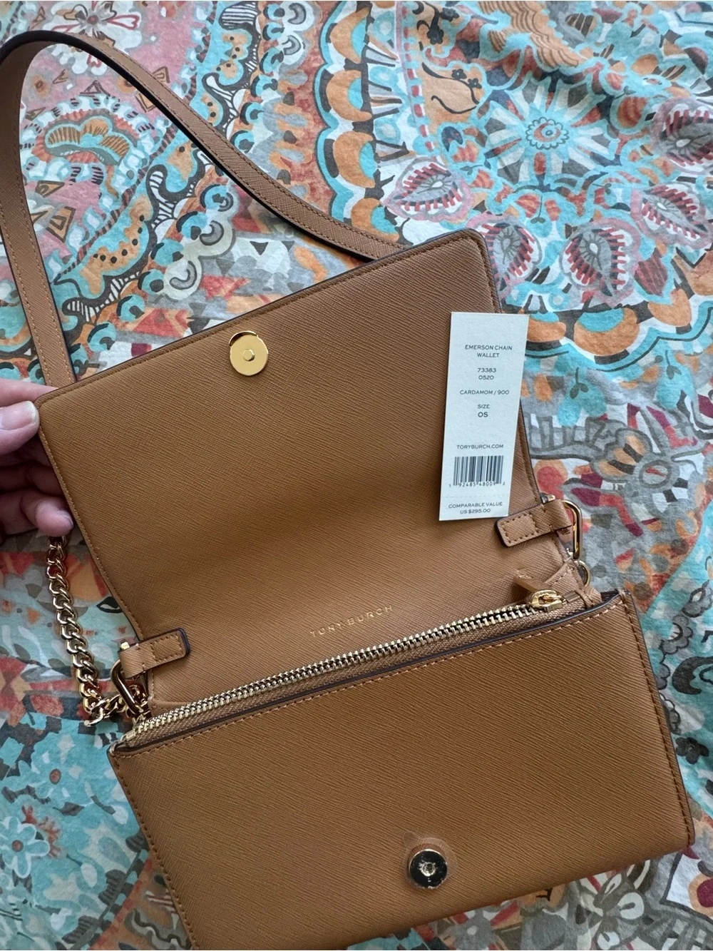 Tory Burch Emerson Leather Chain-Wallet Crossbody Bag Cardamom - Picture 11 of 12